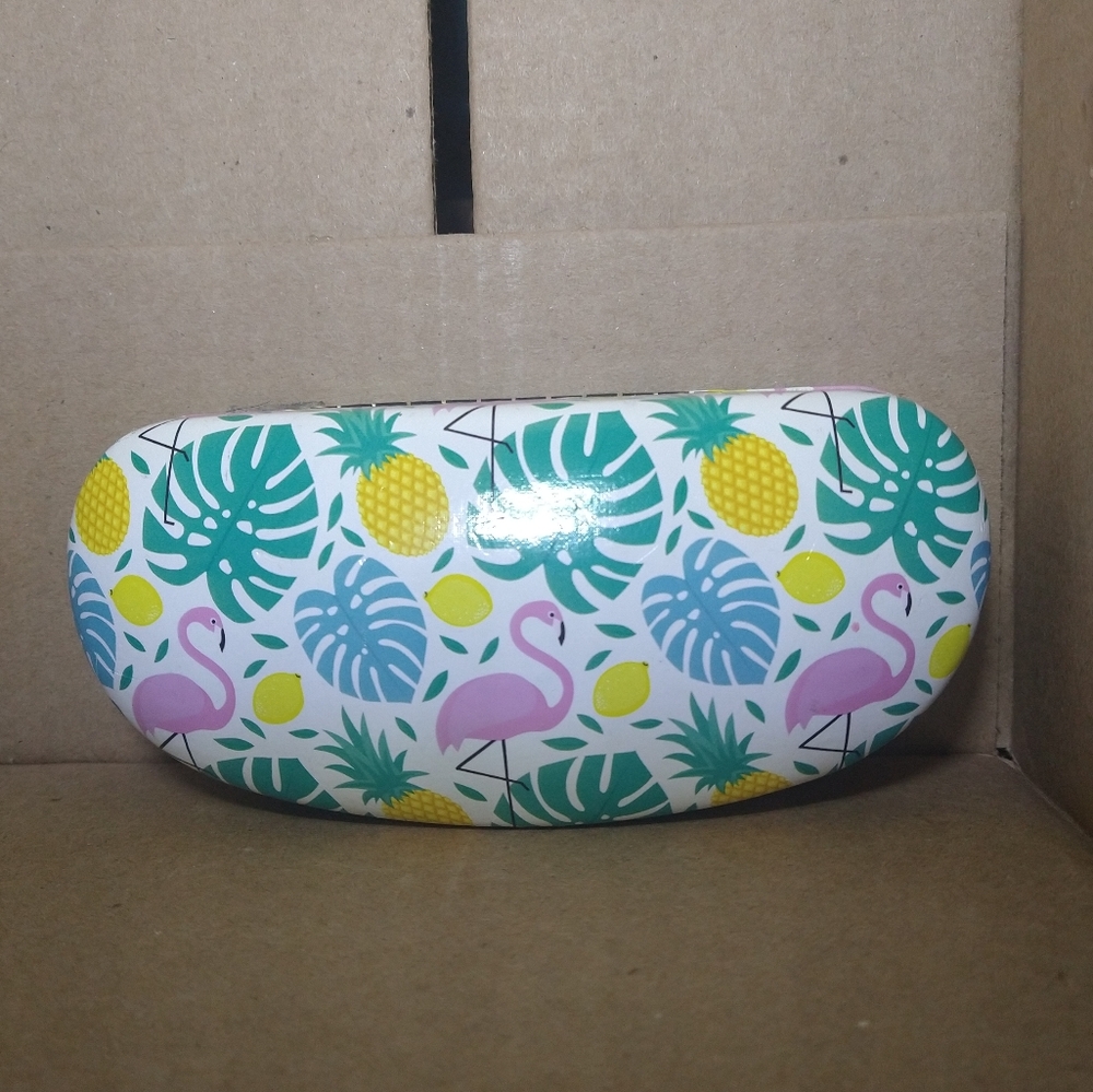 Bundle of 2 Tropical Glasses hard case Flamingo Pineapple Palm - Picture 2 of 9
